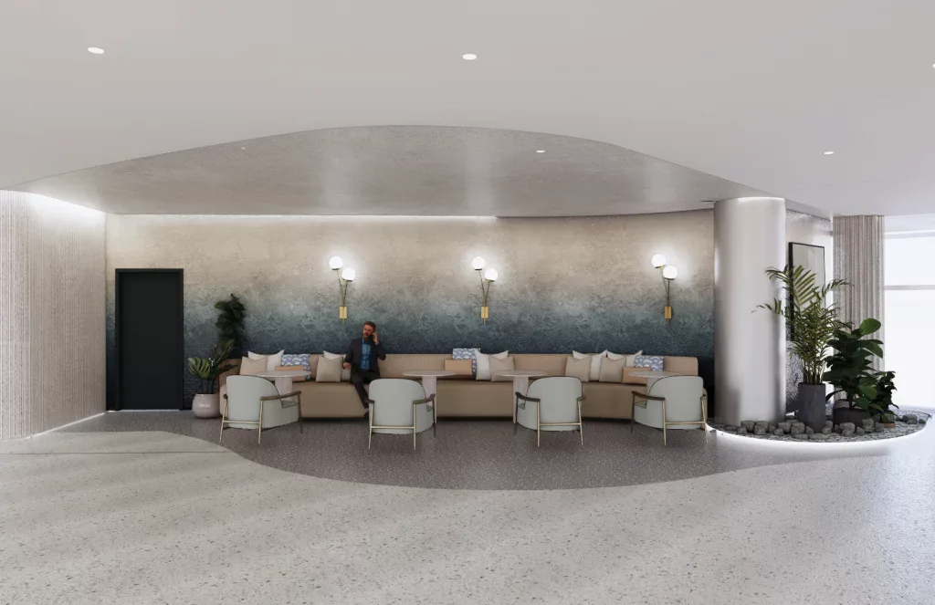 Tenant lounge at 701 San Marco in Jacksonville Southbank.